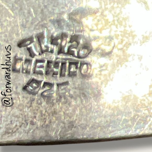 Mexican Sterling Silver Enamel Cuff – TL-126 – Marked 925 – 32.49g - Picture 3 of 9